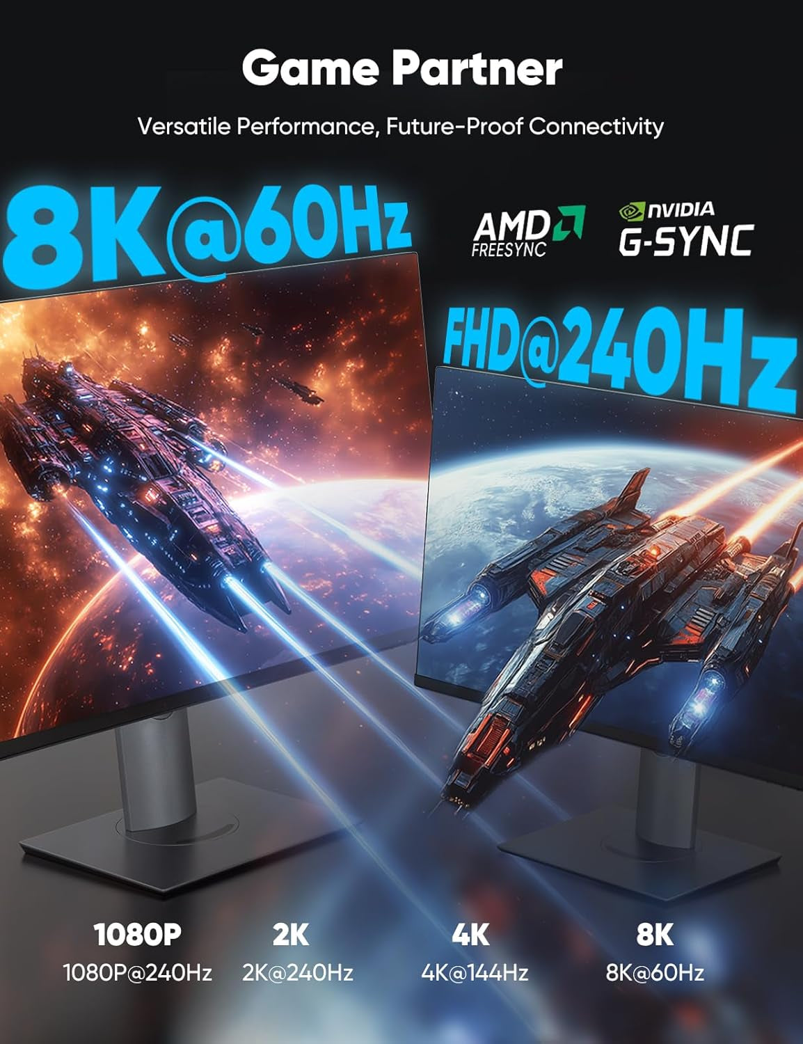 8K 4K Displayport Cable 1.4, 6.6FT DP Cord (VESA Certified, 8K@60Hz, 4K@144Hz, 2K@240Hz/165Hz), 32.4Gbps High Speed Display Port Cable for Gaming Monitor, Hdr/Freesync/G-Sync, Braided, Grey