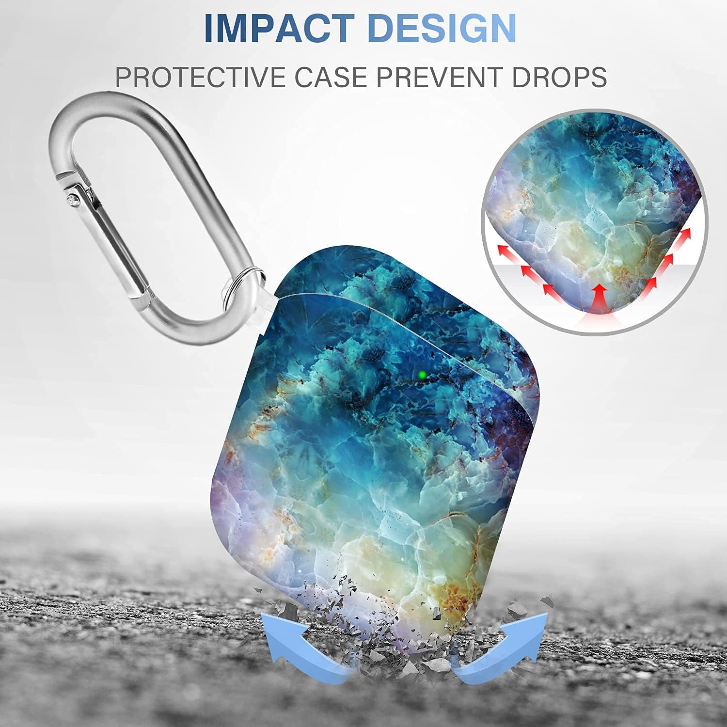 For Airpods Case Cover, for Airpods Protective Case Shockproof Hard PC Cover Skin Kit with Keychain for Girls Men Women Compatible with for Airpods 2& 1 Charging Case [Front LED Visible]
