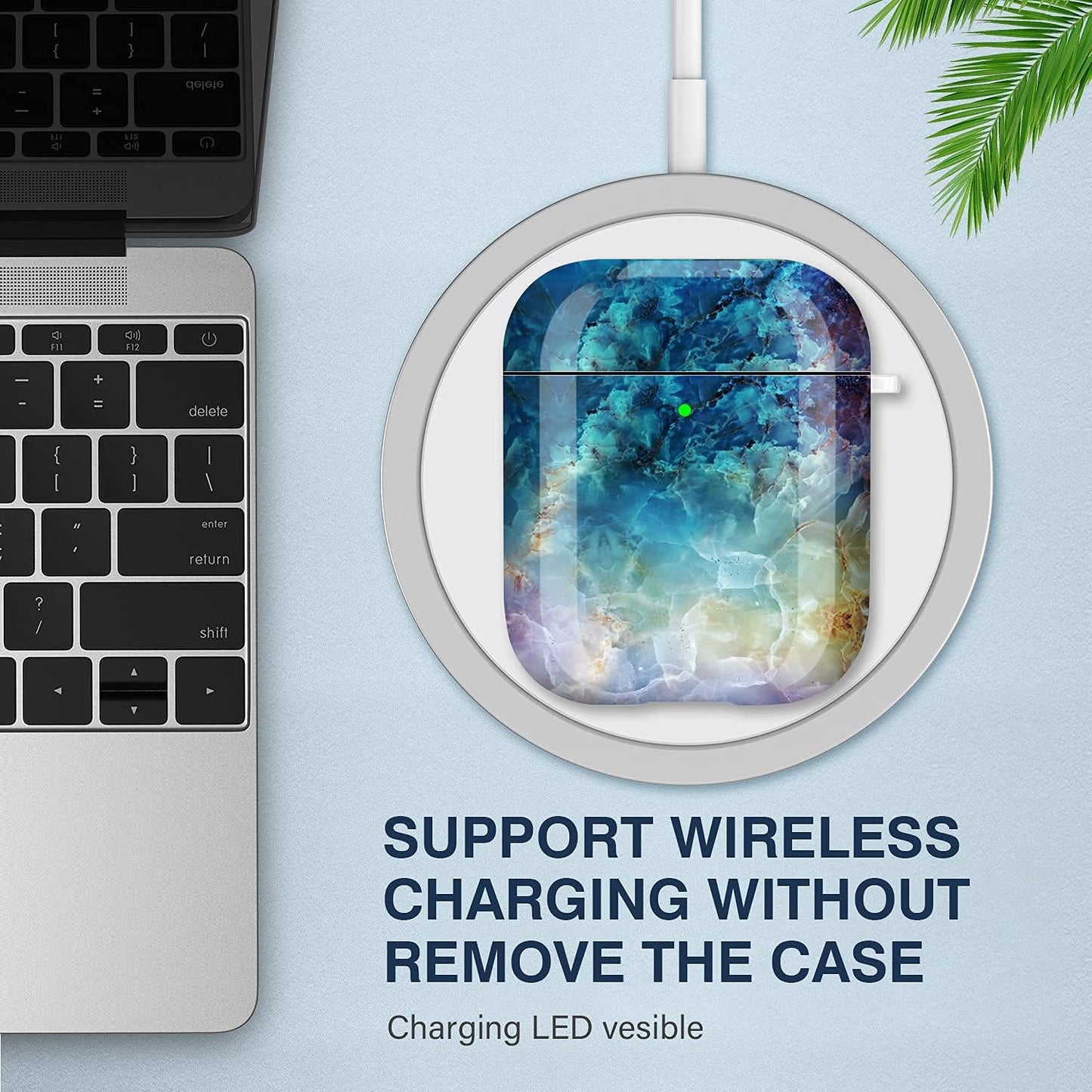 For Airpods Case Cover, for Airpods Protective Case Shockproof Hard PC Cover Skin Kit with Keychain for Girls Men Women Compatible with for Airpods 2& 1 Charging Case [Front LED Visible]