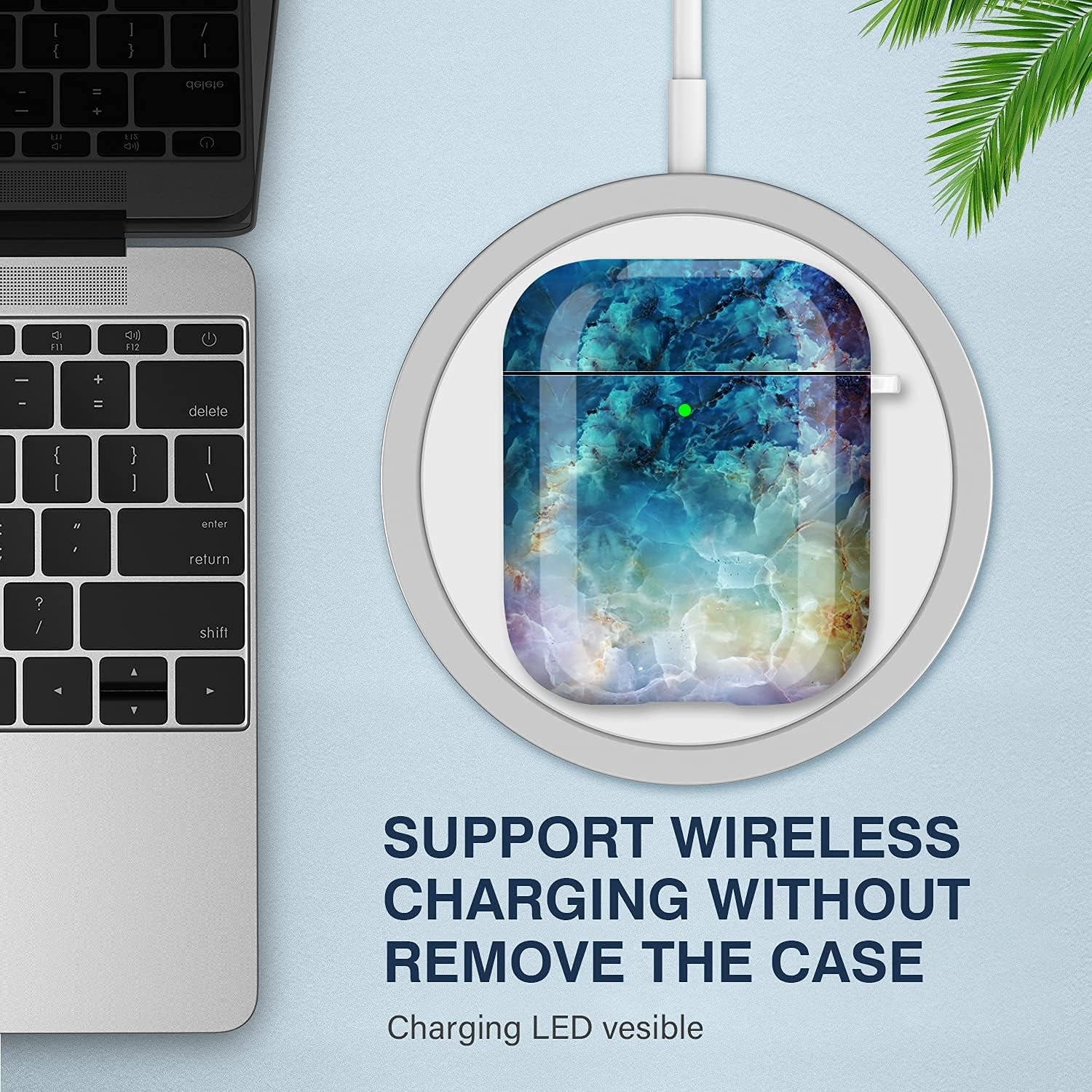 For Airpods Case Cover, for Airpods Protective Case Shockproof Hard PC Cover Skin Kit with Keychain for Girls Men Women Compatible with for Airpods 2& 1 Charging Case [Front LED Visible]