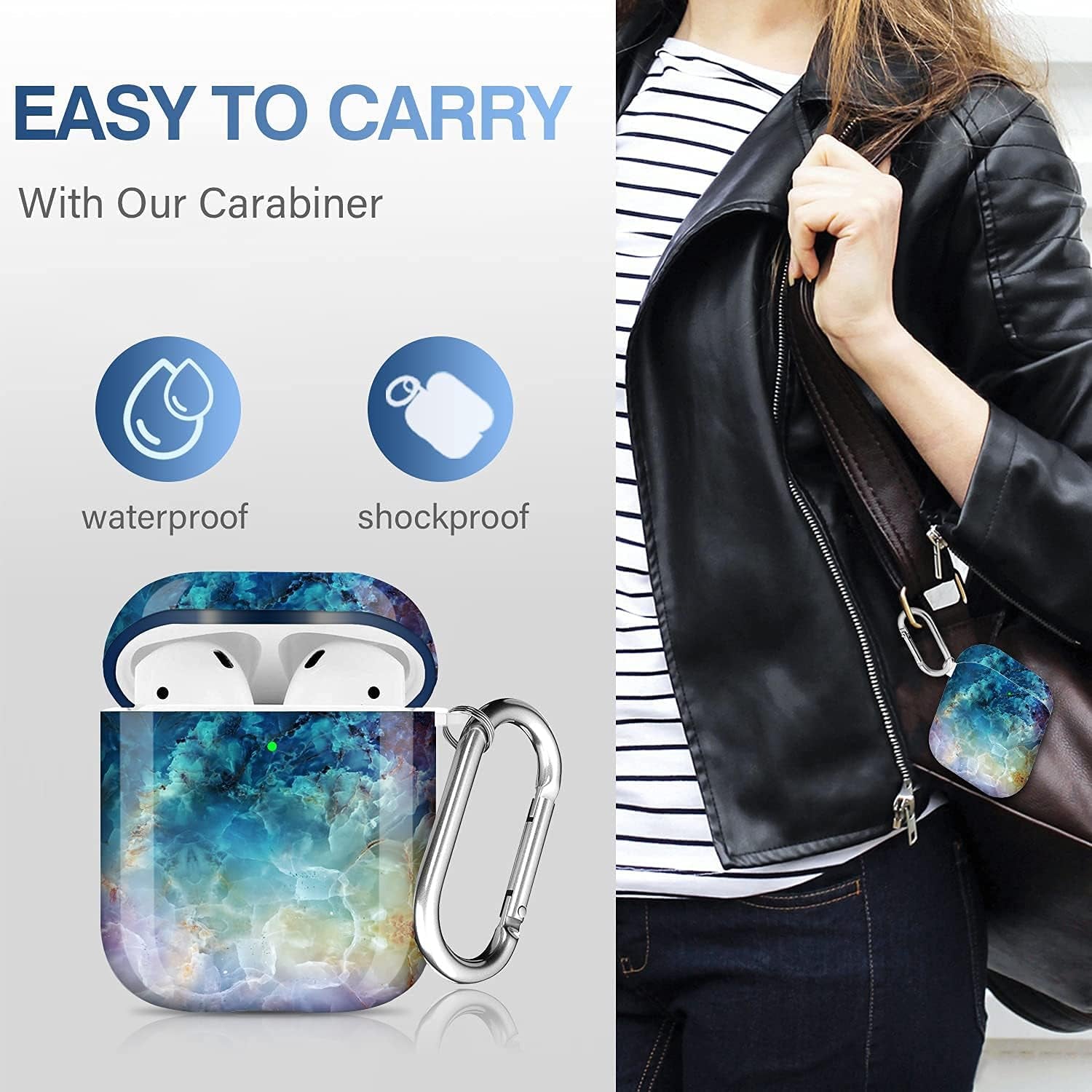 For Airpods Case Cover, for Airpods Protective Case Shockproof Hard PC Cover Skin Kit with Keychain for Girls Men Women Compatible with for Airpods 2& 1 Charging Case [Front LED Visible]