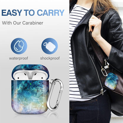For Airpods Case Cover, for Airpods Protective Case Shockproof Hard PC Cover Skin Kit with Keychain for Girls Men Women Compatible with for Airpods 2& 1 Charging Case [Front LED Visible]