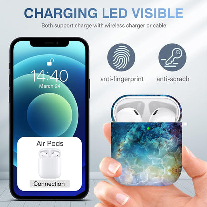 For Airpods Case Cover, for Airpods Protective Case Shockproof Hard PC Cover Skin Kit with Keychain for Girls Men Women Compatible with for Airpods 2& 1 Charging Case [Front LED Visible]