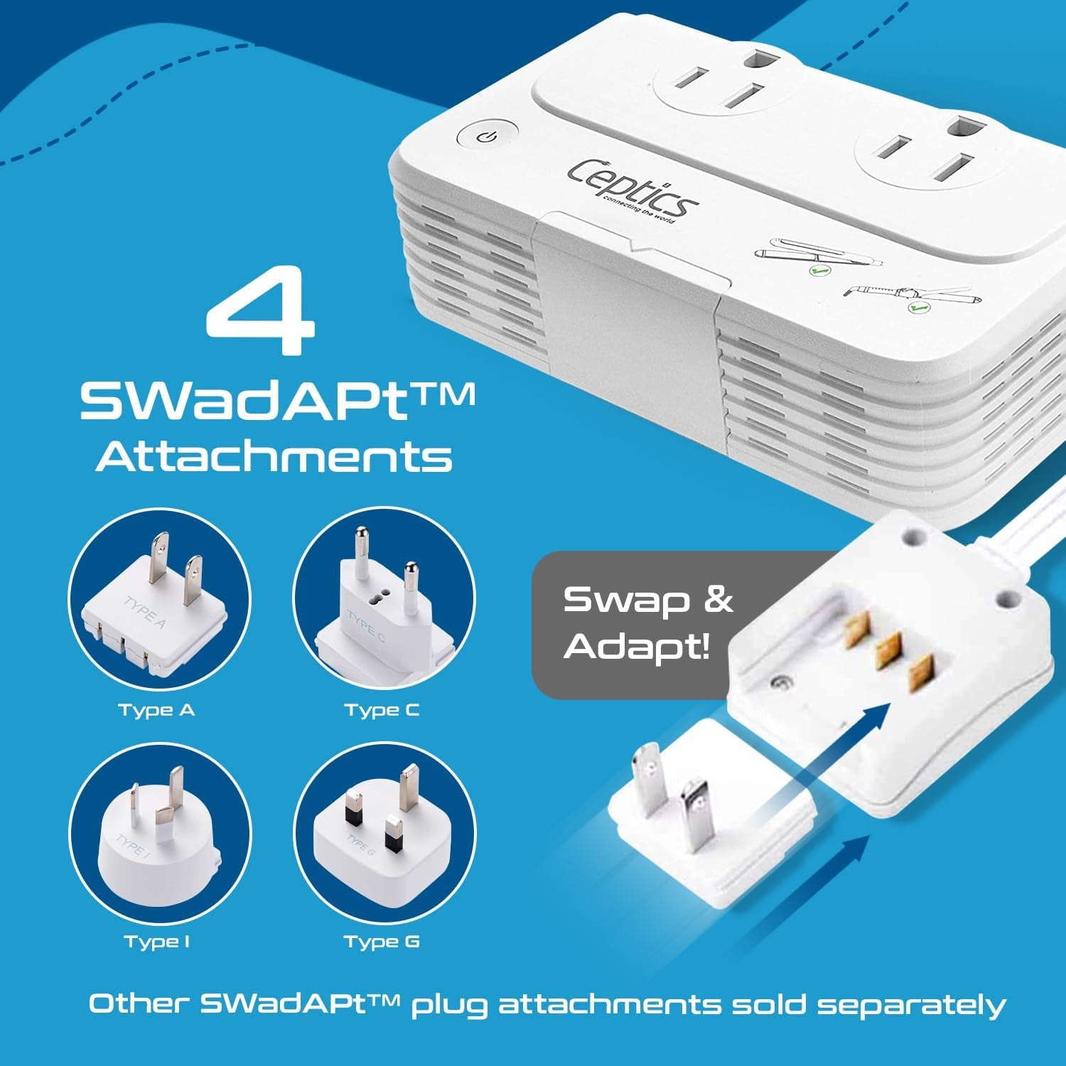 200 W Voltage Converter, Convert 220 V to 110V for Devices like Curling Iron, Straightener, Chargers, Step down World Power Plug - 4 USB PD 18W Fast Charging - EU/AU/UK/US Included