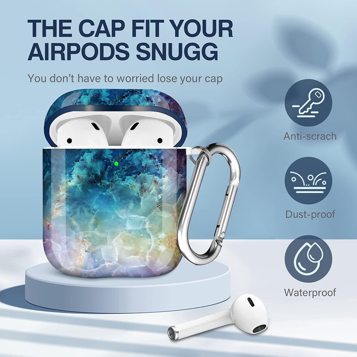 For Airpods Case Cover, for Airpods Protective Case Shockproof Hard PC Cover Skin Kit with Keychain for Girls Men Women Compatible with for Airpods 2& 1 Charging Case [Front LED Visible]
