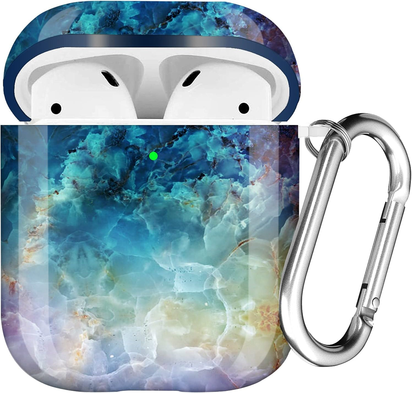 For Airpods Case Cover, for Airpods Protective Case Shockproof Hard PC Cover Skin Kit with Keychain for Girls Men Women Compatible with for Airpods 2& 1 Charging Case [Front LED Visible]