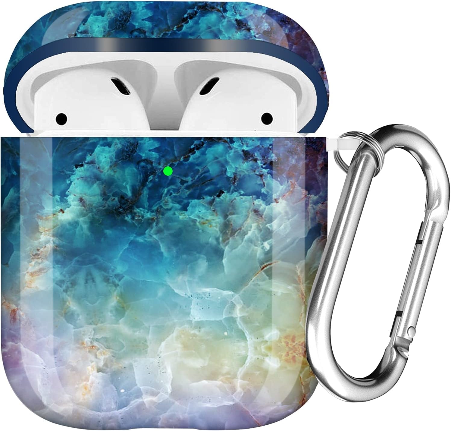 For Airpods Case Cover, for Airpods Protective Case Shockproof Hard PC Cover Skin Kit with Keychain for Girls Men Women Compatible with for Airpods 2& 1 Charging Case [Front LED Visible]