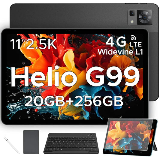 DOOGEE T35 Android 14 Tablet with Keyboard, 20GB+256GB, 11 inch IPS display, Helio G99, 4G LTE, with case and mouse.